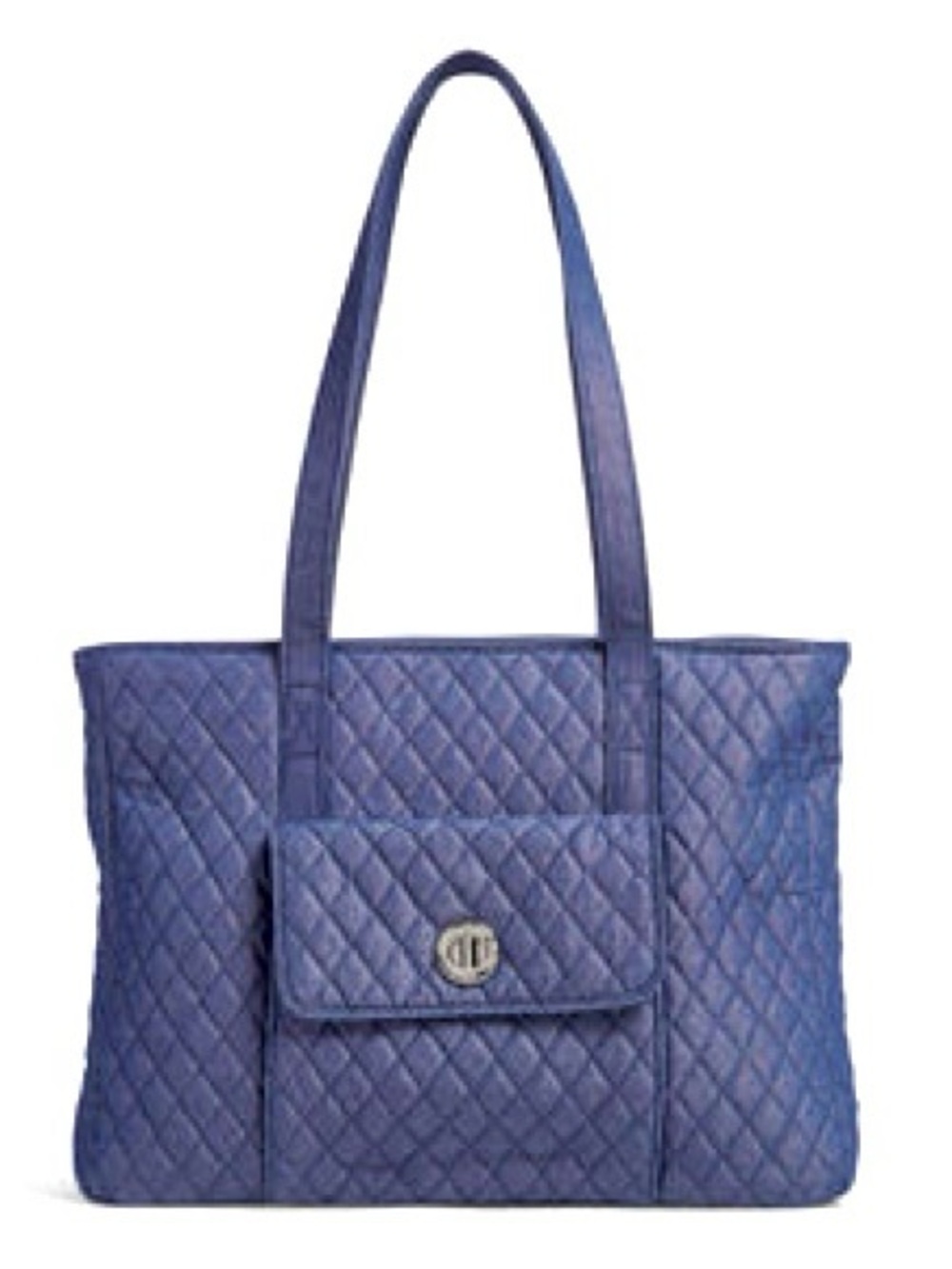 Vera Bradley Quilted Navy Blue Tote with Front Flap Pocket